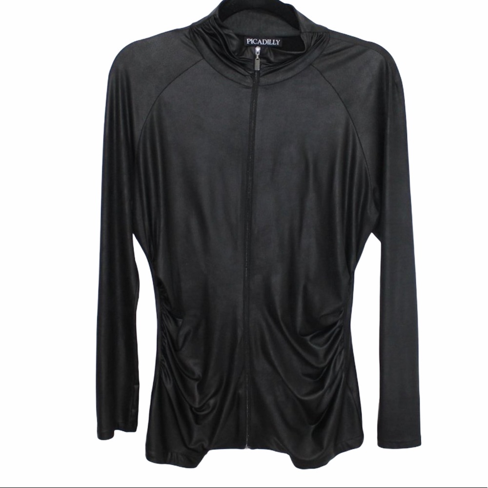 PICCADILLY Black Wet Look Full Zip S